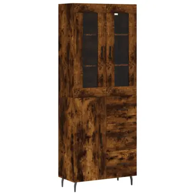 vidaXL Visoka komoda dimljen hrast 69,5x34x180 cm inženirski les