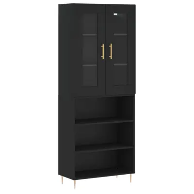 vidaXL Visoka komoda črna 69,5x34x180 cm inženirski les