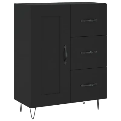 vidaXL Komoda črna 69,5x34x90 cm inženirski les