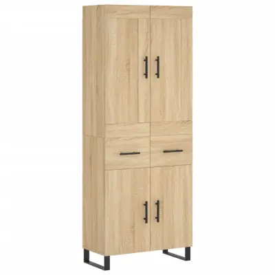 vidaXL Visoka komoda sonoma hrast 69,5x34x180 cm inženirski les