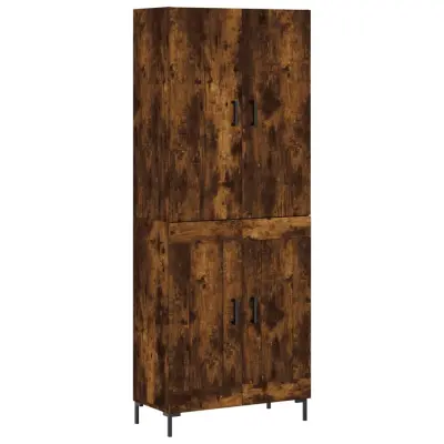 vidaXL Visoka komoda dimljen hrast 69,5x34x180 cm inženirski les