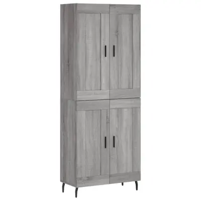 vidaXL Visoka komoda siva sonoma 69,5x34x180 cm inženirski les