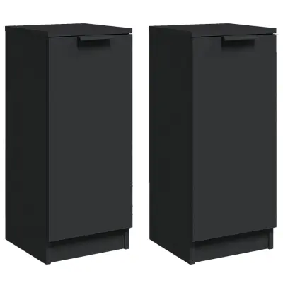 vidaXL Komoda 2 kosa črna 30x30x70 cm inženirski les