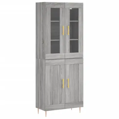 vidaXL Visoka komoda siva sonoma 69,5x34x180 cm inženirski les