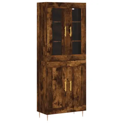 vidaXL Visoka komoda dimljen hrast 69,5x34x180 cm inženirski les