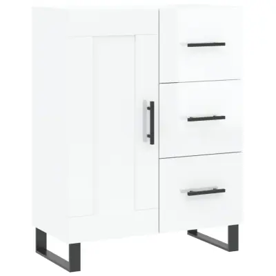 vidaXL Komoda visok sijaj bela 69,5x34x90 cm inženirski les