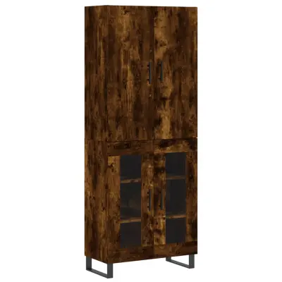 vidaXL Visoka komoda dimljen hrast 69,5x34x180 cm inženirski les