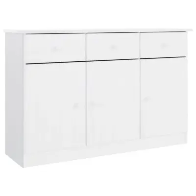 vidaXL Komoda ALTA bela 112x35x73 cm trdna borovina