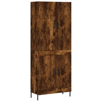 vidaXL Visoka komoda dimljen hrast 69,5x34x180 cm inženirski les