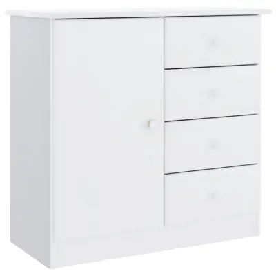 vidaXL Komoda ALTA bela 77x35x73 cm trdna borovina