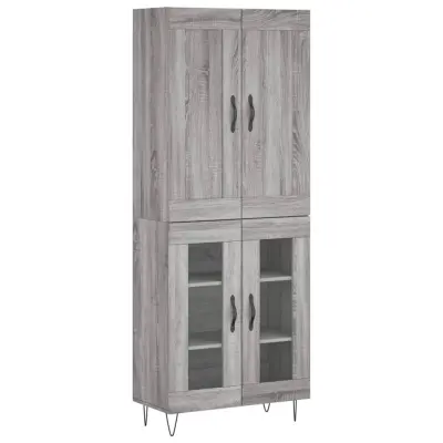 vidaXL Visoka komoda siva sonoma 69,5x34x180 cm inženirski les