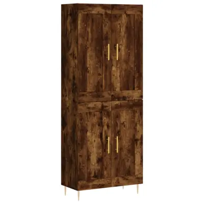 vidaXL Visoka komoda dimljen hrast 69,5x34x180 cm inženirski les