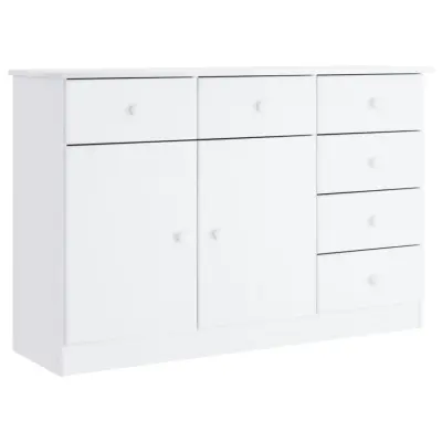 vidaXL Komoda ALTA bela 112x35x73 cm trdna borovina