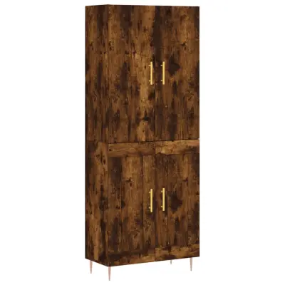 vidaXL Visoka komoda dimljen hrast 69,5x34x180 cm inženirski les