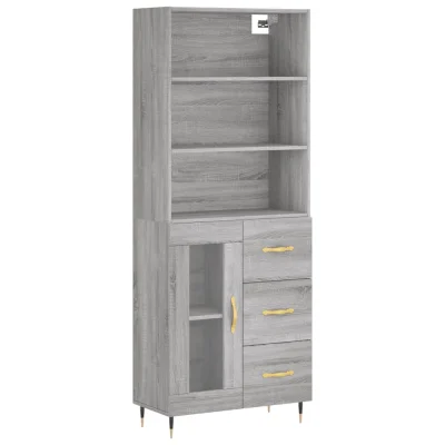 vidaXL Visoka komoda siva sonoma 69,5x34x180 cm inženirski les