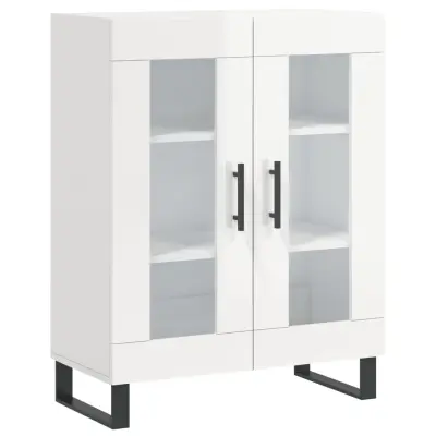 vidaXL Komoda visok sijaj bela 69,5x34x90 cm inženirski les