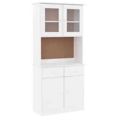 vidaXL Komoda ALTA bela 77x35x165 cm trdna borovina