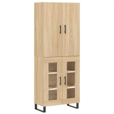 vidaXL Visoka komoda sonoma hrast 69,5x34x180 cm inženirski les