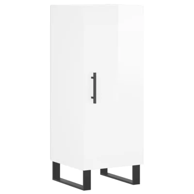 vidaXL Komoda visok sijaj bela 34,5x34x90 cm inženirski les