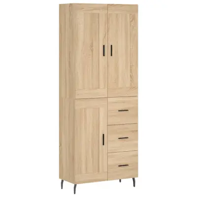 vidaXL Visoka komoda sonoma hrast 69,5x34x180 cm inženirski les