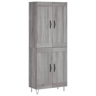 vidaXL Visoka komoda siva sonoma 69,5x34x180 cm inženirski les