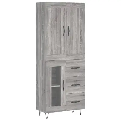 vidaXL Visoka komoda siva sonoma 69,5x34x180 cm inženirski les
