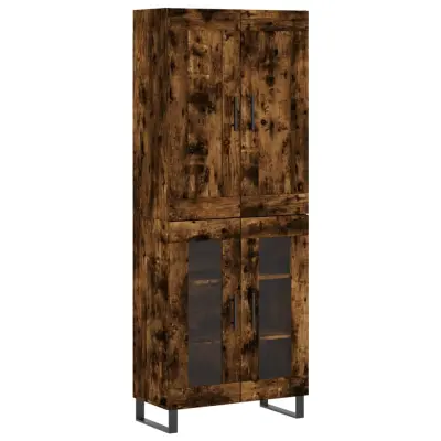 vidaXL Visoka komoda dimljen hrast 69,5x34x180 cm inženirski les