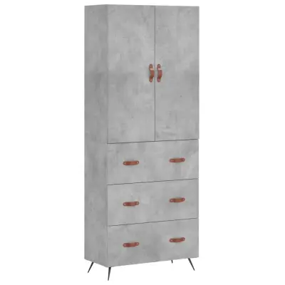 vidaXL Visoka komoda betonsko siva 69,5x34x180 cm inženirski les