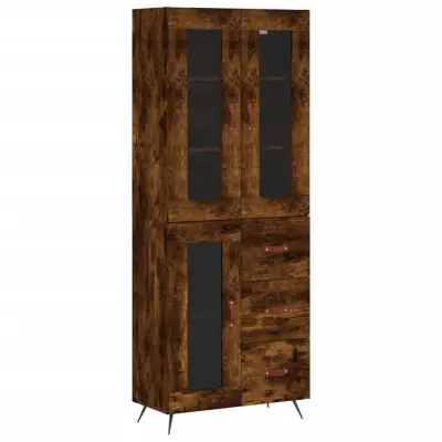 vidaXL Visoka komoda dimljen hrast 69,5x34x180 cm inženirski les