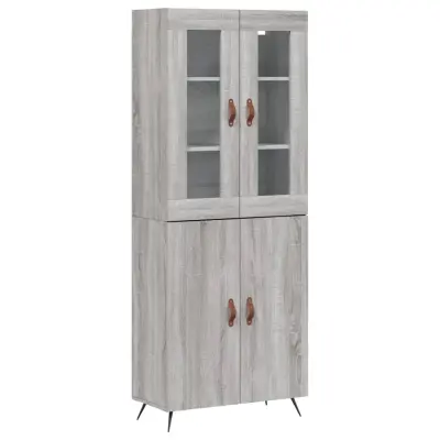 vidaXL Visoka komoda siva sonoma 69,5x34x180 cm inženirski les