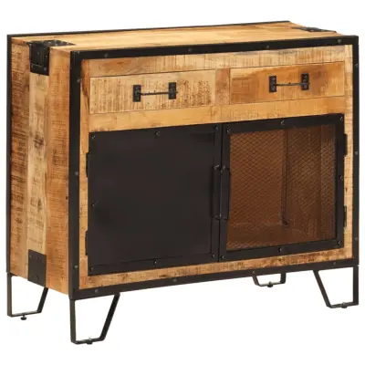vidaXL Komoda 80x31x66 cm trden robusten mangov les in kovina