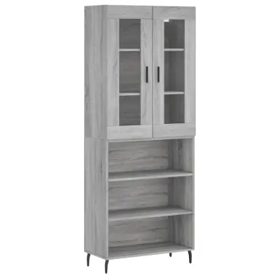 vidaXL Visoka komoda siva sonoma 69,5x34x180 cm inženirski les