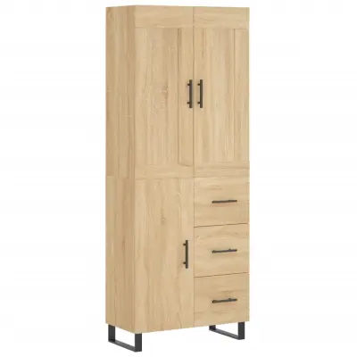 vidaXL Visoka komoda sonoma hrast 69,5x34x180 cm inženirski les