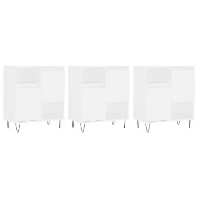 vidaXL Komoda 3 kosi bel inženirski les