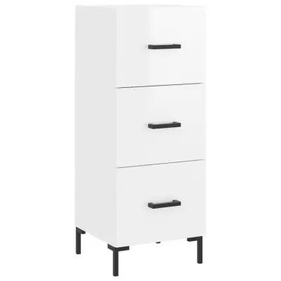 vidaXL Komoda visok sijaj bela 34,5x34x90 cm inženirski les