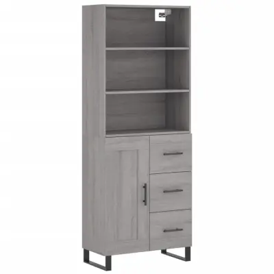 vidaXL Visoka komoda siva sonoma 69,5x34x180 cm inženirski les