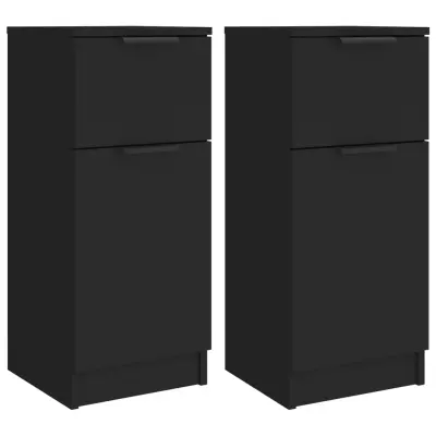 vidaXL Komoda 2 kosa črna 30x30x70 cm inženirski les
