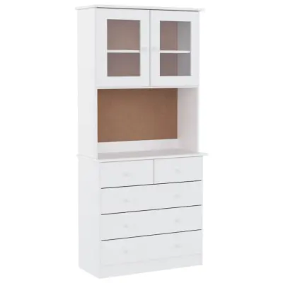 vidaXL Komoda ALTA bela 77x35x165 cm trdna borovina