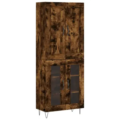 vidaXL Visoka komoda dimljen hrast 69,5x34x180 cm inženirski les
