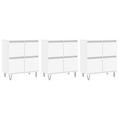 vidaXL Komoda 3 kosi bel inženirski les