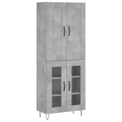 vidaXL Visoka komoda betonsko siva 69,5x34x180 cm inženirski les