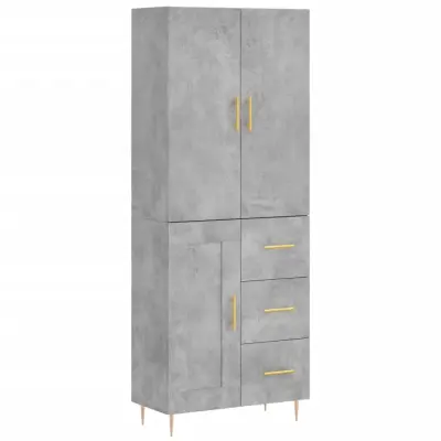 vidaXL Visoka komoda betonsko siva 69,5x34x180 cm inženirski les