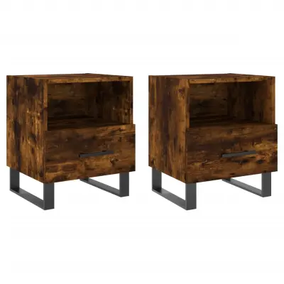 vidaXL Nočna omarica 2 kosa dimljen hrast 40x35x47,5 cm inženirski les