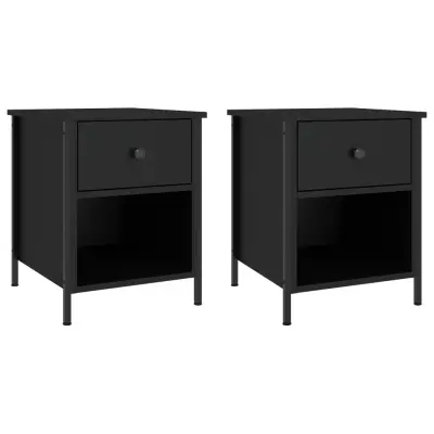 vidaXL Nočna omarica 2 kosa črna 40x42x50 cm inženirski les
