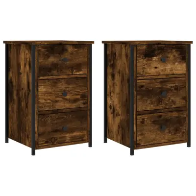 vidaXL Nočna omarica 2 kosa dimljeni hrast 40x36x60 cm inženirski les
