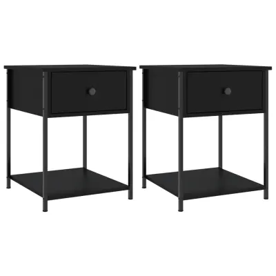 vidaXL Nočna omarica 2 kosa črna 44x45x58 cm inženirski les