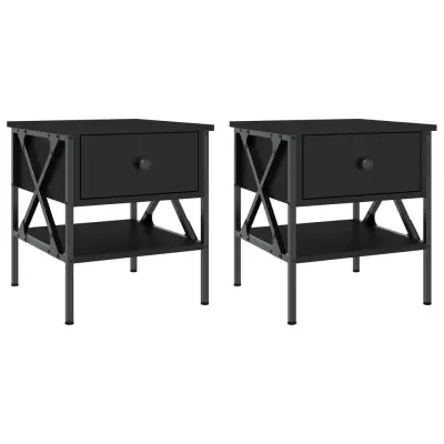 vidaXL Nočna omarica 2 kosa črna 40x42x45 cm inženirski les