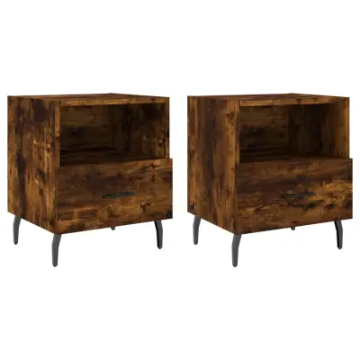 vidaXL Nočna omarica 2 kosa dimljen hrast 40x35x47,5 cm inženirski les