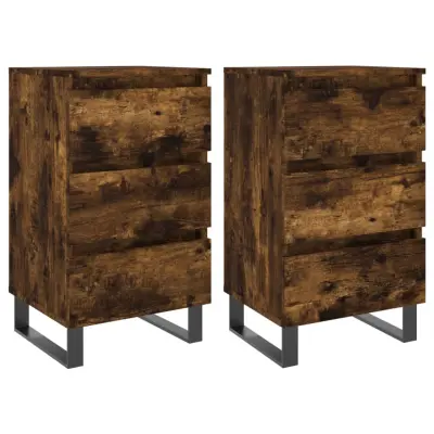 vidaXL Nočna omarica 2 kosa dimljeni hrast 40x35x69 cm inženirski les