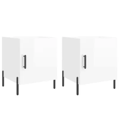 vidaXL Nočna omarica 2 kosa visok sijaj bela 40x40x50cm inženirski les